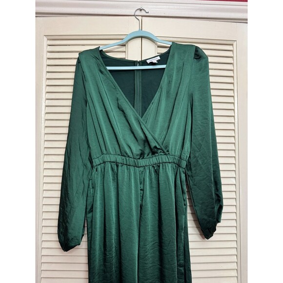 Nordstrom Modal Sleeve Jersey Knit Smocked Maxi Dress Green SZ M - Picture 2 of 6